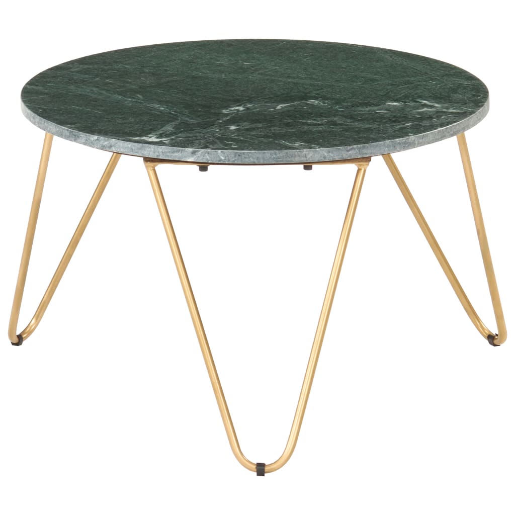 vidaXL sofabord ægte sten med marmortekstur 65x65x42 cm grøn