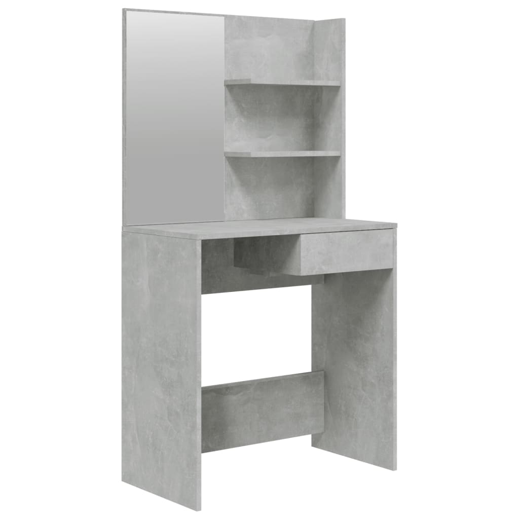 vidaXL makeupbord med spejl 74,5x40x141 cm betongrå