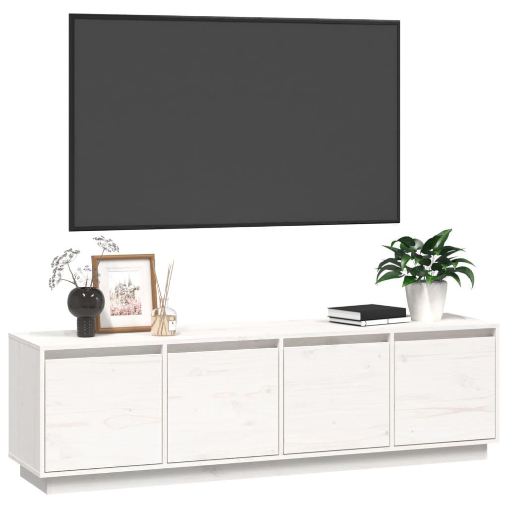 vidaXL tv-bord 156x37x45 cm massivt fyrretræ hvid
