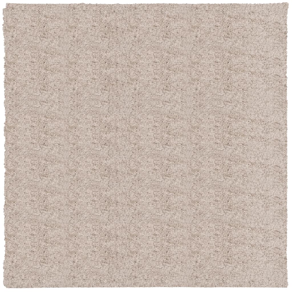 vidaXL shaggy gulvtæppe PAMPLONA 200x200 cm høj luv beige