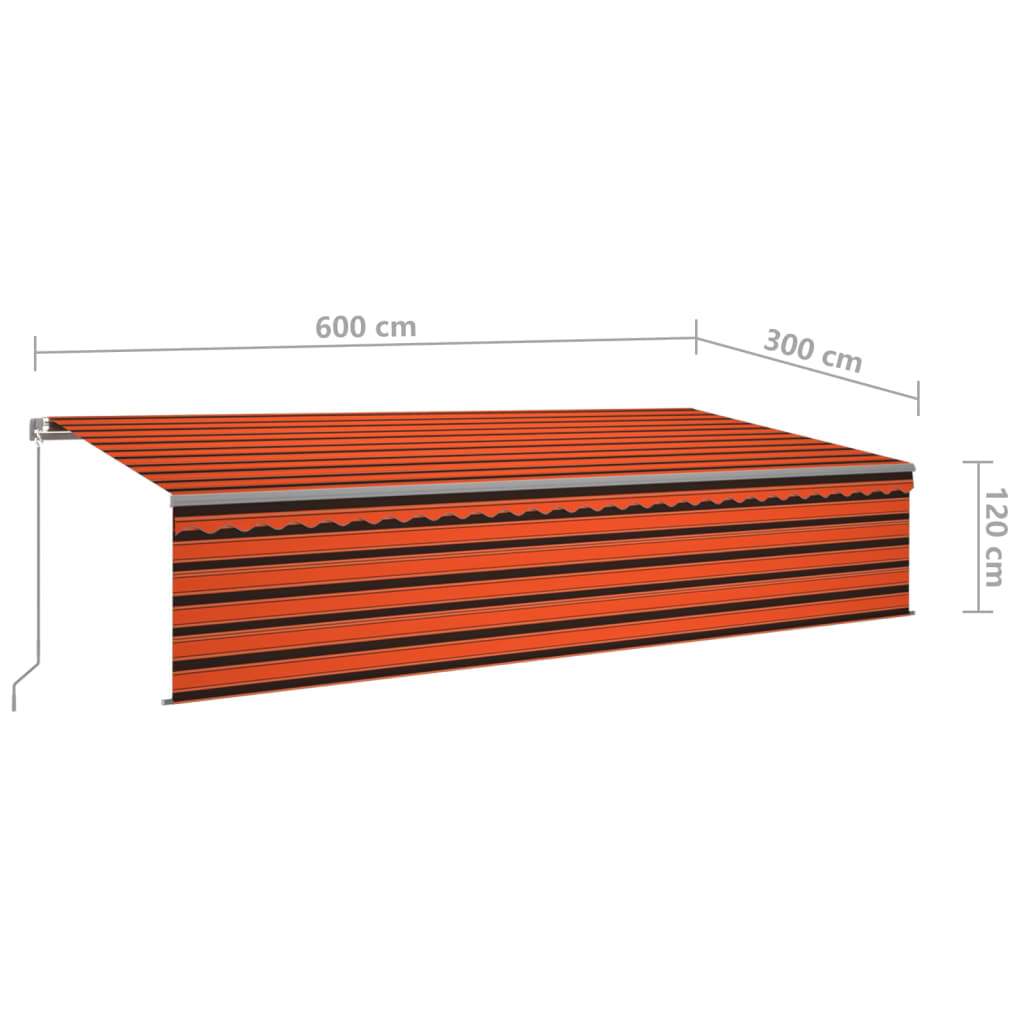 vidaXL markise m. gardin 6x3 m manuel betjening orange og brun
