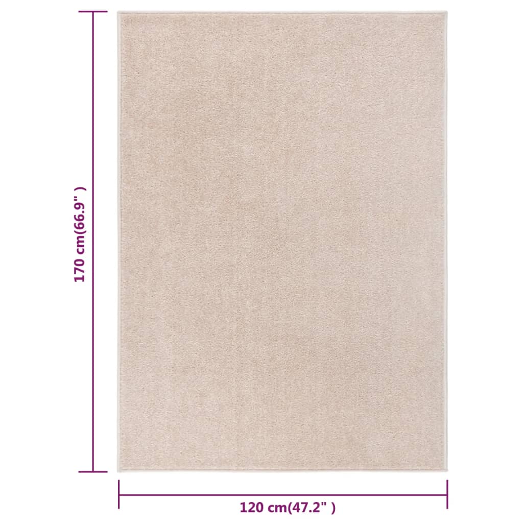 vidaXL gulvtæppe 120x170 cm kort luv mørk beige