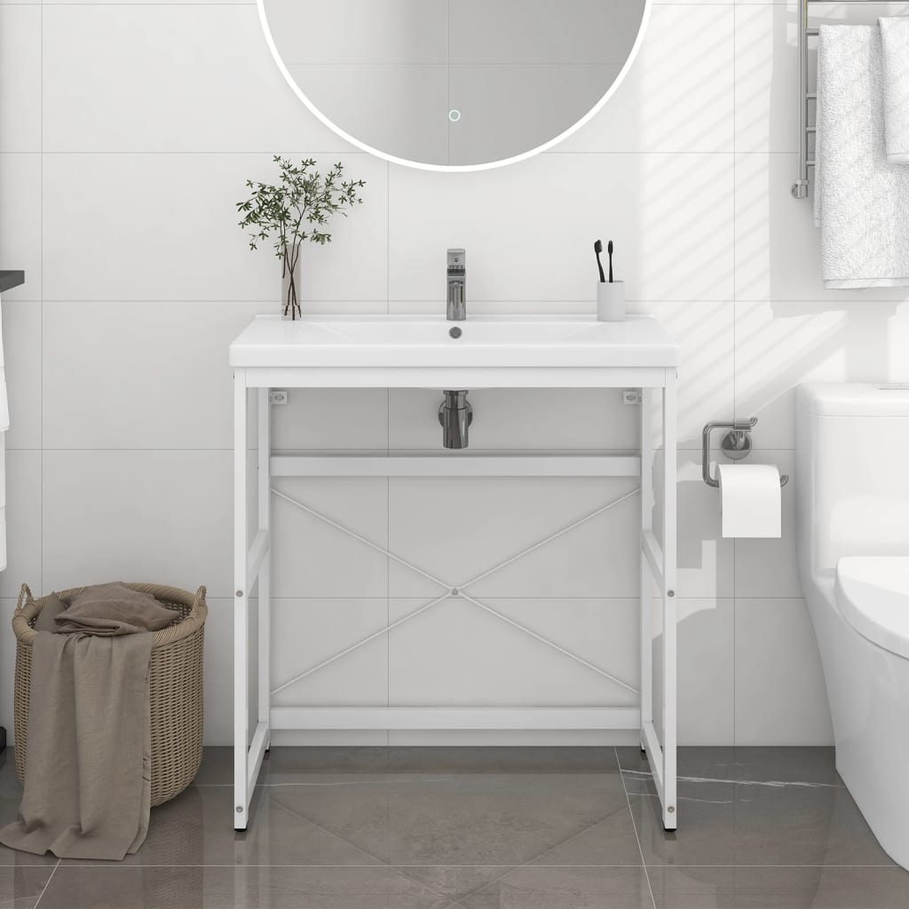 vidaXL badeværelsesmøbel til håndvask 79x38x83 cm jern hvid