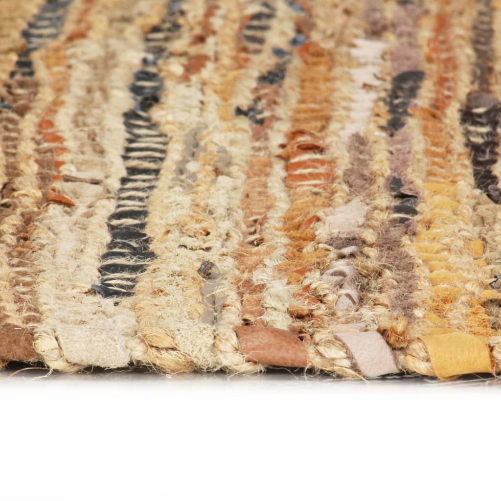 vidaXL håndvævet chindi-tæppe læder jute 190 x 280 cm gyldenbrun