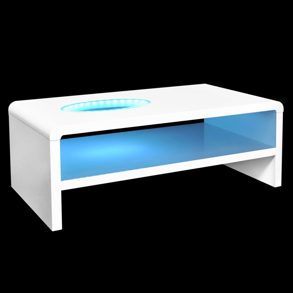 vidaXL sofabord med LED hvid højglans