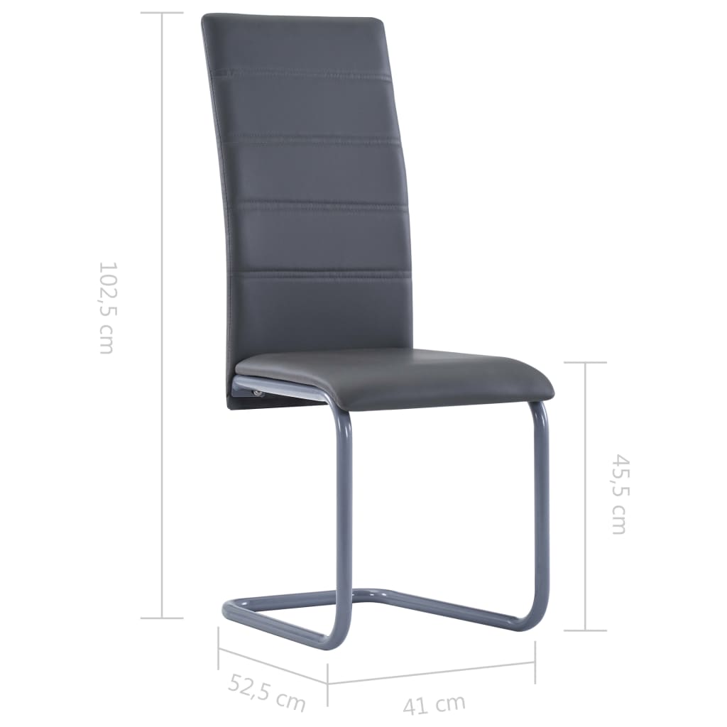 vidaXL spisebordsstole med cantilever 4 stk. kunstlæder grå