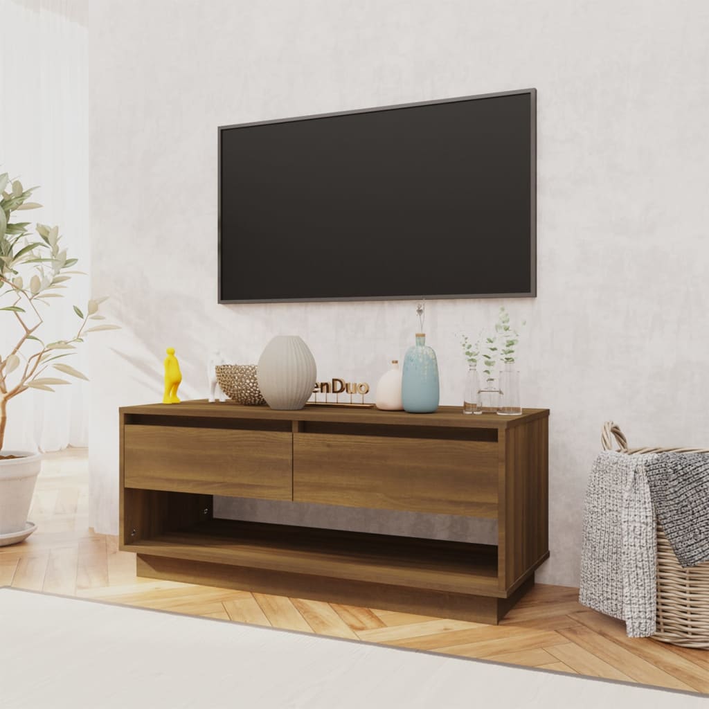 vidaXL tv-bord 102x41x44 cm konstrueret træ brun egetræsfarve