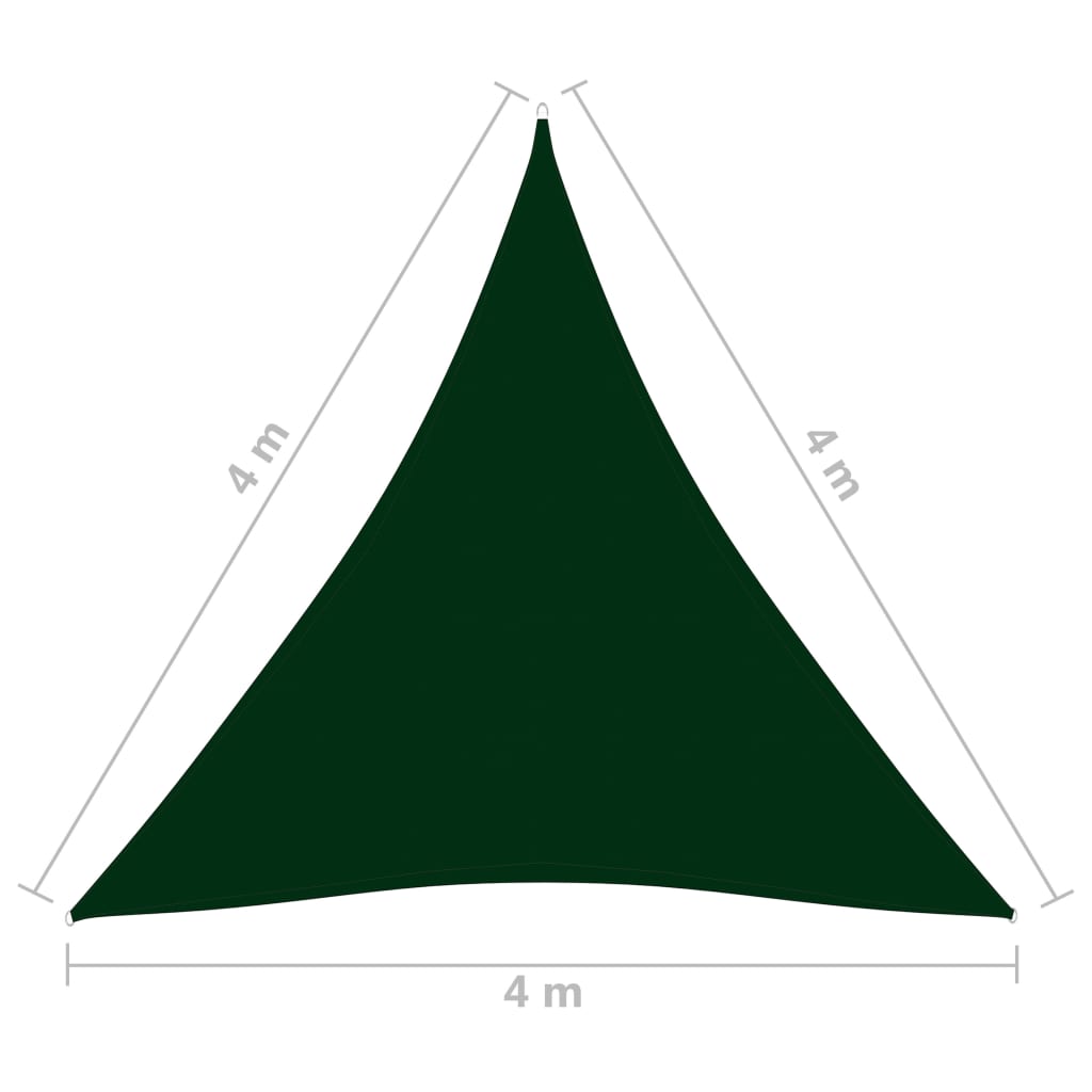 vidaXL solsejl 4x4x4 m oxfordstof trekantet mørkegrøn