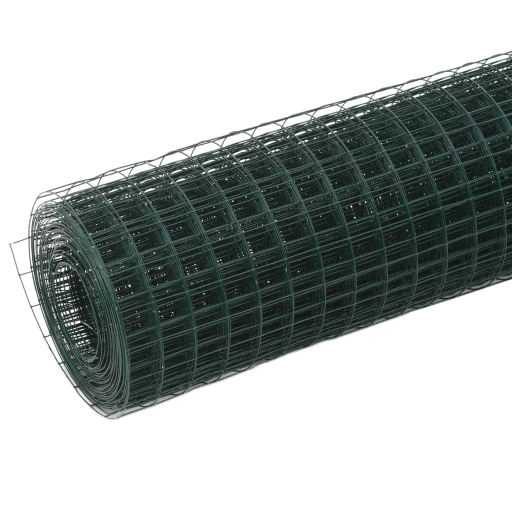 vidaXL hønsenet stål med PVC-belægning 10 x 0,5 m grøn