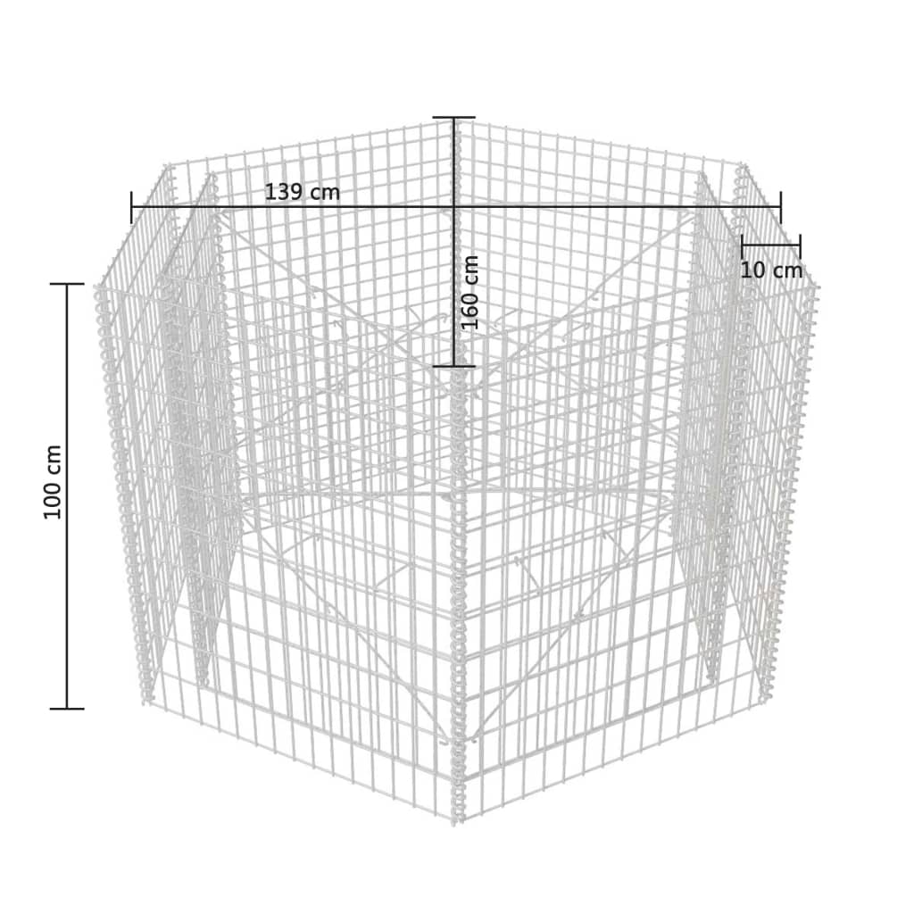 vidaXL sekskantet gabion-højbed 160x134x100 cm