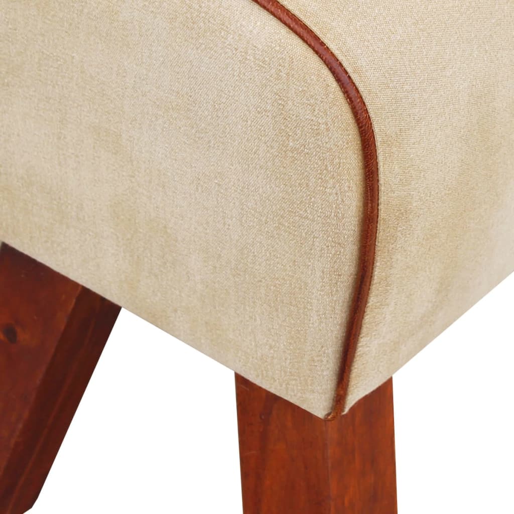 vidaXL taburet kanvas og ægte læder brun 40x30x45 cm