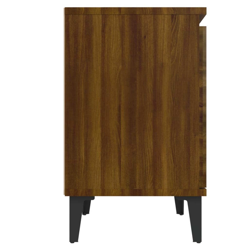 vidaXL sengeborde med metalben 40x30x50 cm brun egetræsfarve