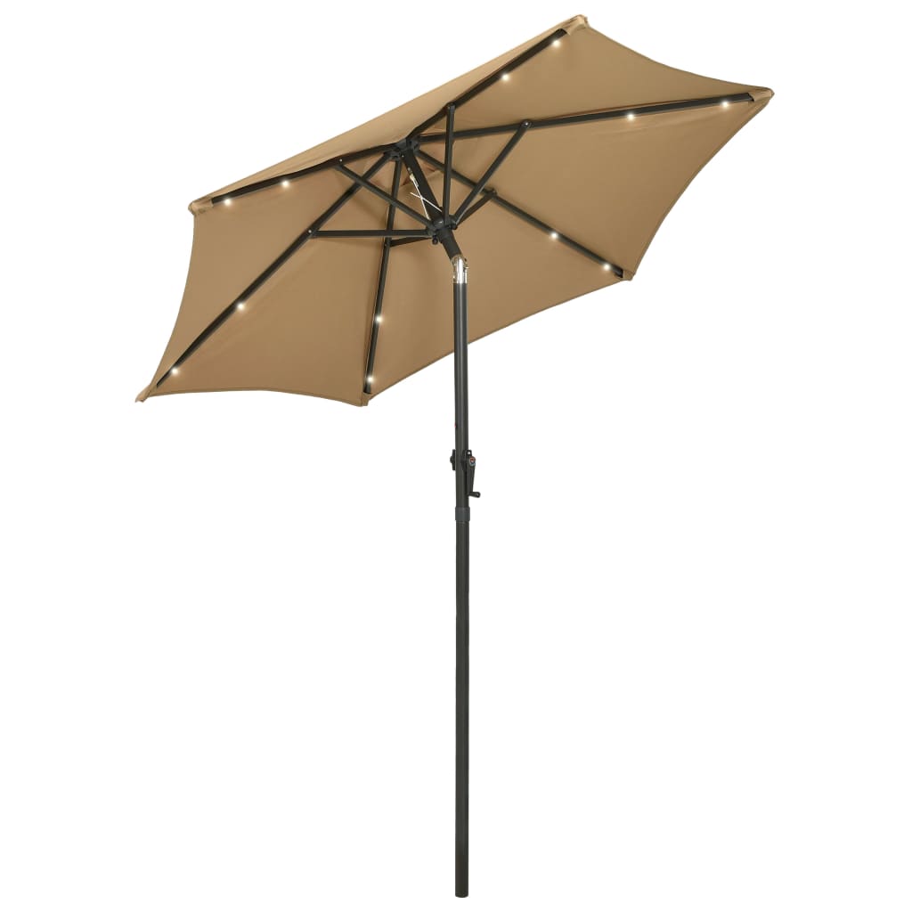 vidaXL parasol med LED-lys 200x211 cm aluminium gråbrun