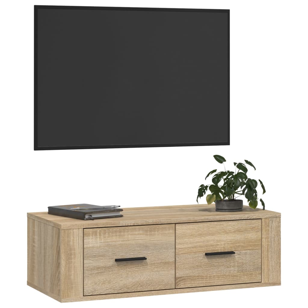 vidaXL væghængt tv-bord 80x36x25 cm konstrueret træ sonoma-eg