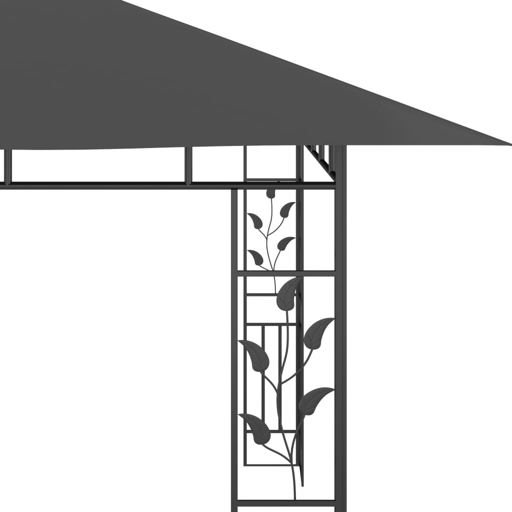 vidaXL pavillon med myggenet og LED-lyskæder 4x3x2,73 m antracitgrå