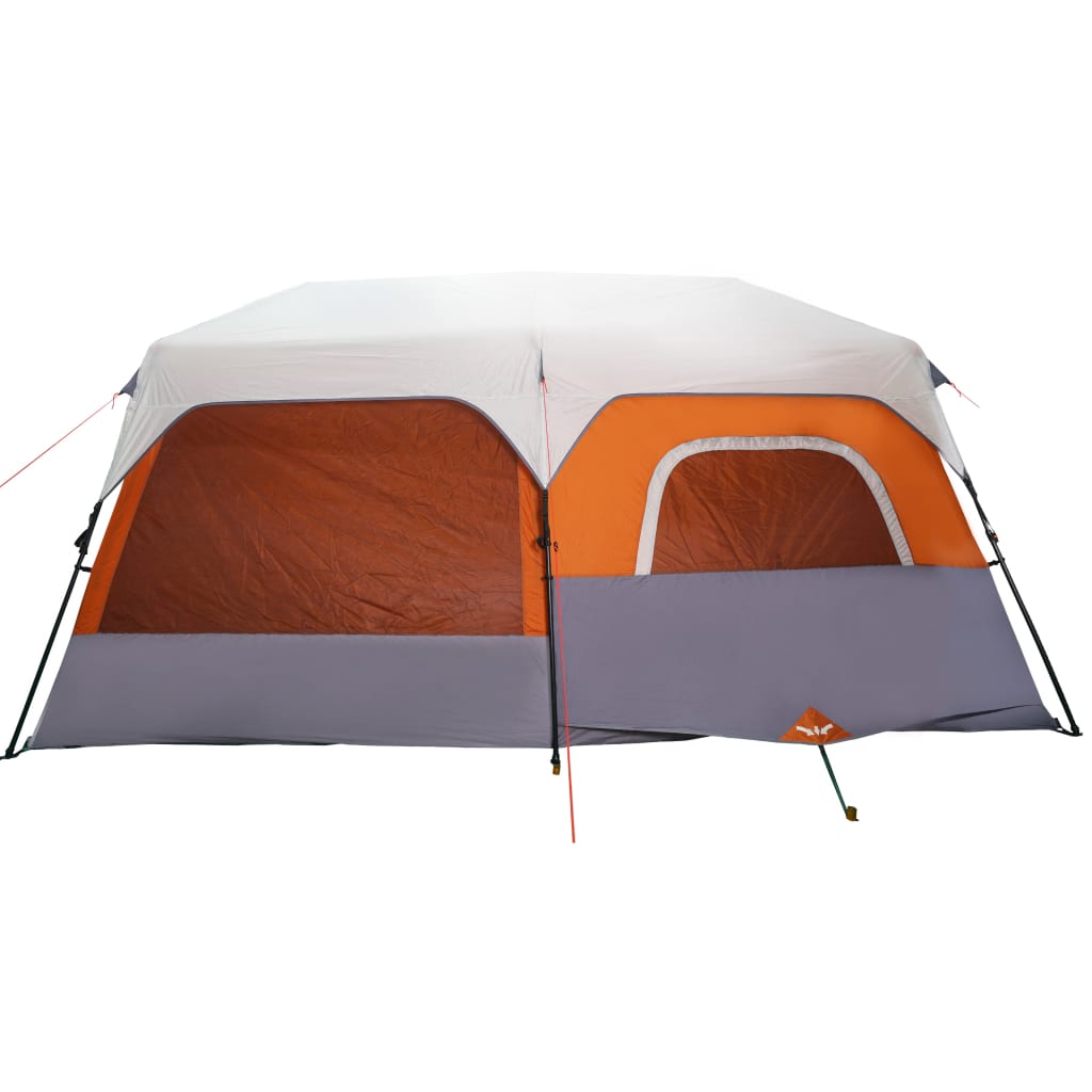 vidaXL 9-personers campingtelt med LED-lys lysegrå og orange
