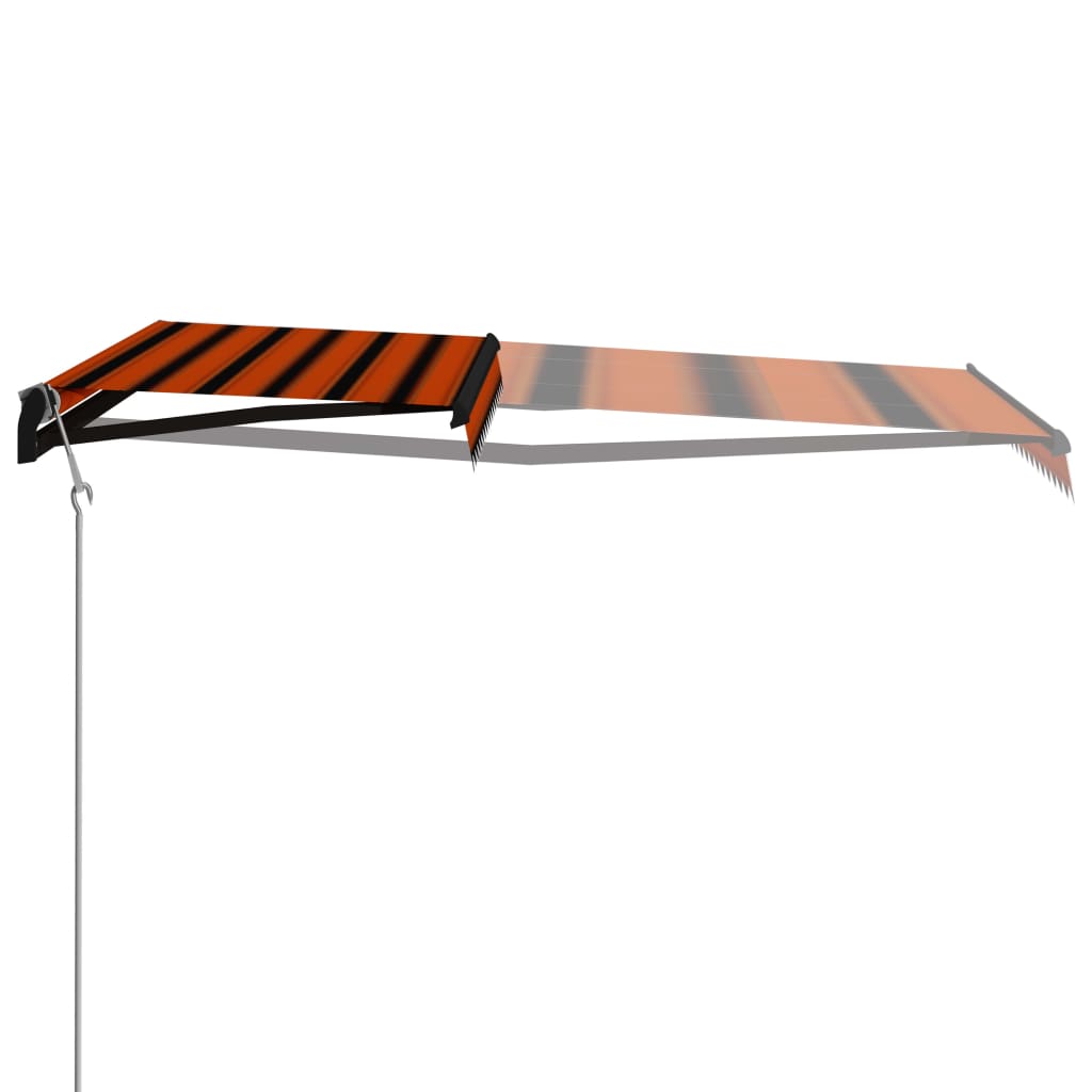 vidaXL foldemarkise med vindsensor og LED 450x300 cm orange og brun