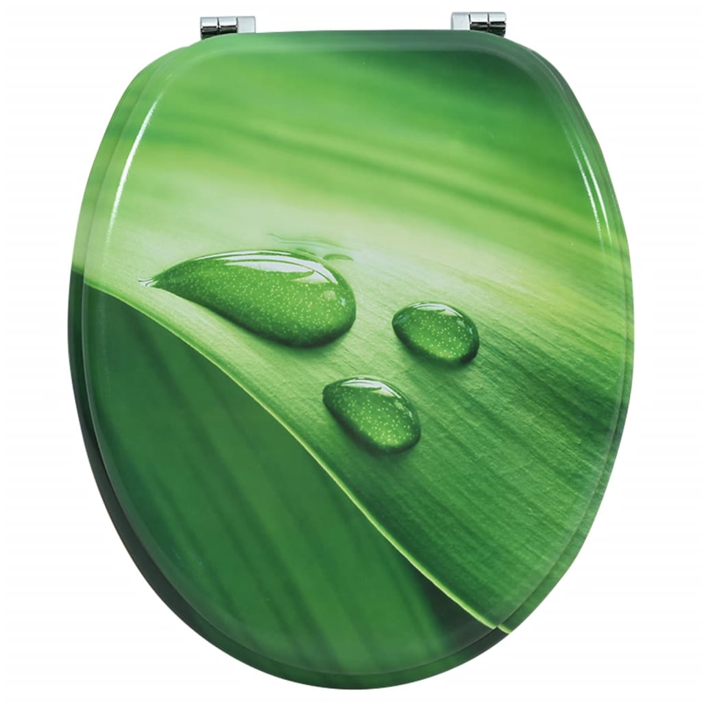 vidaXL toiletsæde med låg MDF vanddråbedesign grøn