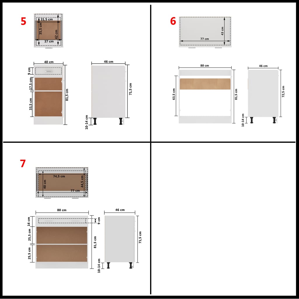 vidaXL køkkenskabssæt 7 dele spånplade hvid