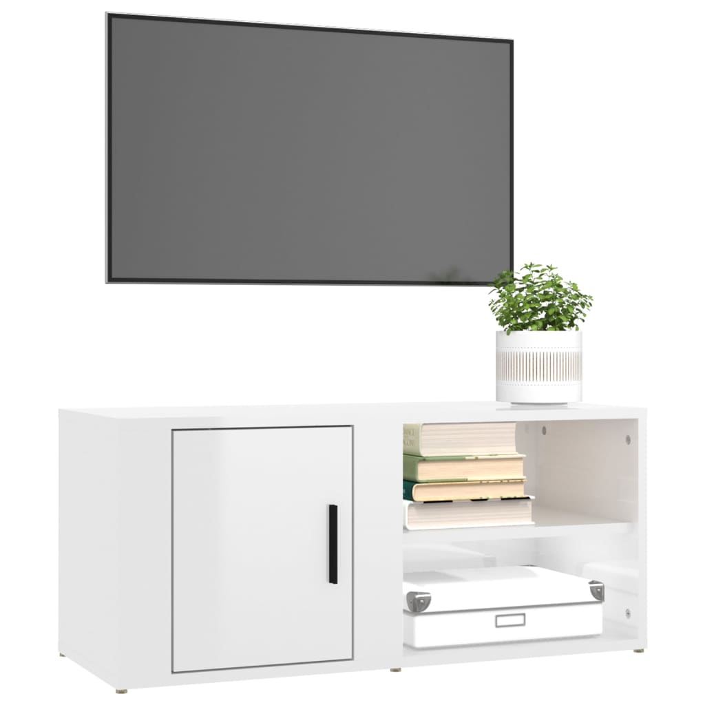 vidaXL tv-bord 80x31,5x36 cm konstrueret træ hvid højglans