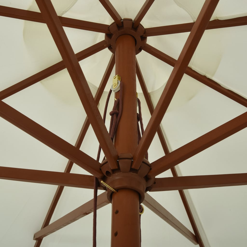vidaXL udendørs parasol med træstang 330 cm sandhvid