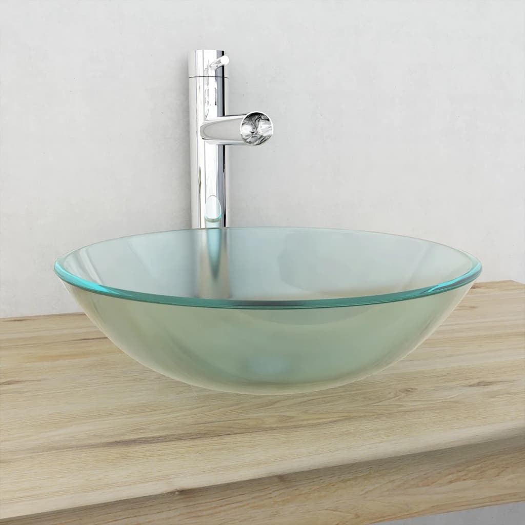 vidaXL håndvask i hærdet glas 42 cm matteret
