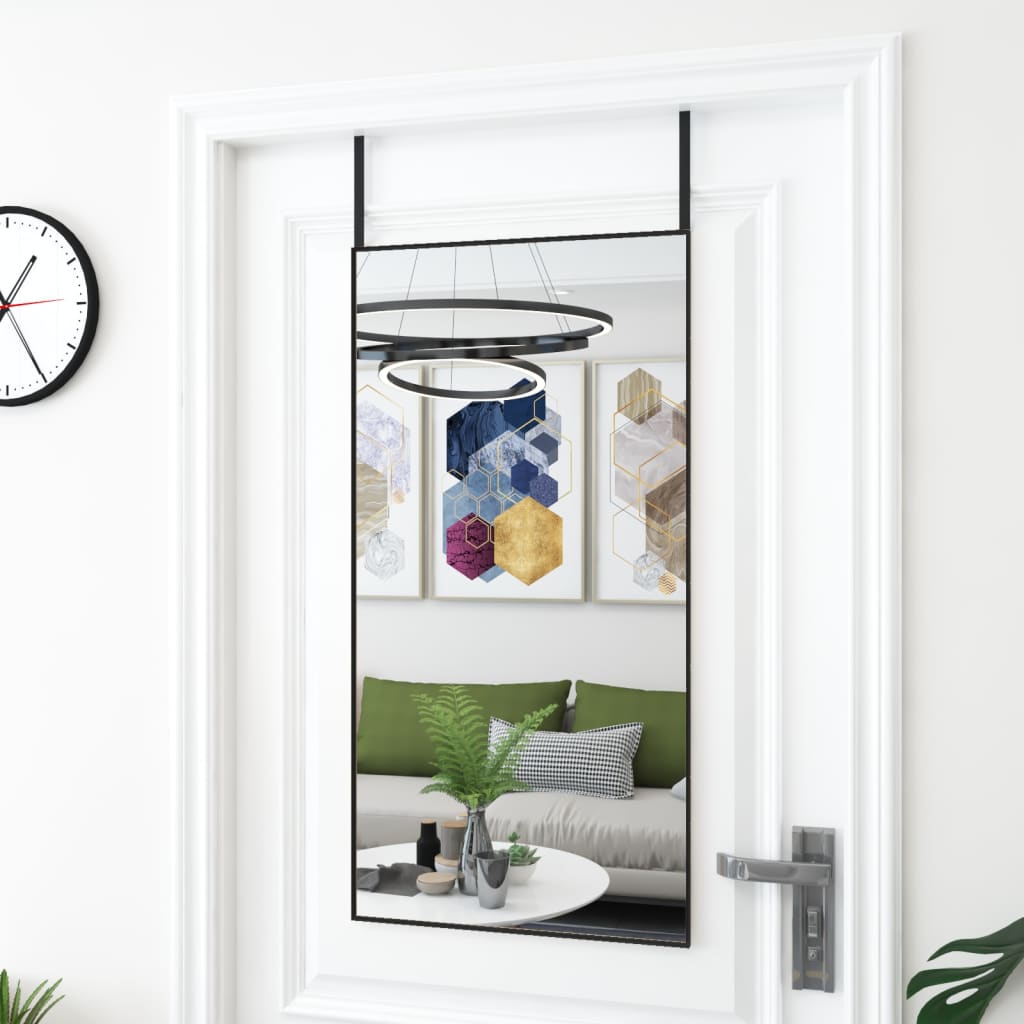 vidaXL dørspejl 50x100 cm glas og aluminium sort