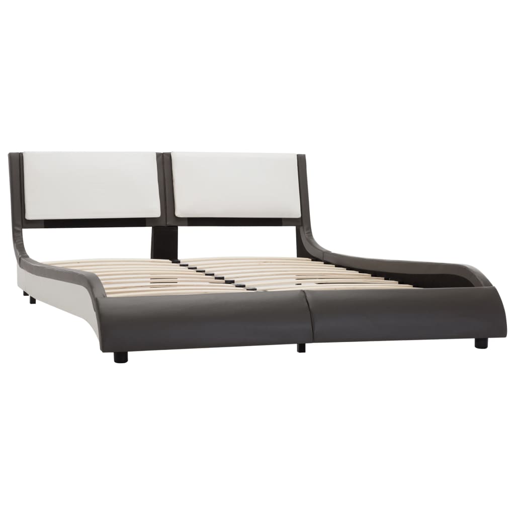 vidaXL sengestel med LED 120x200 cm kunstlæder grå og hvid