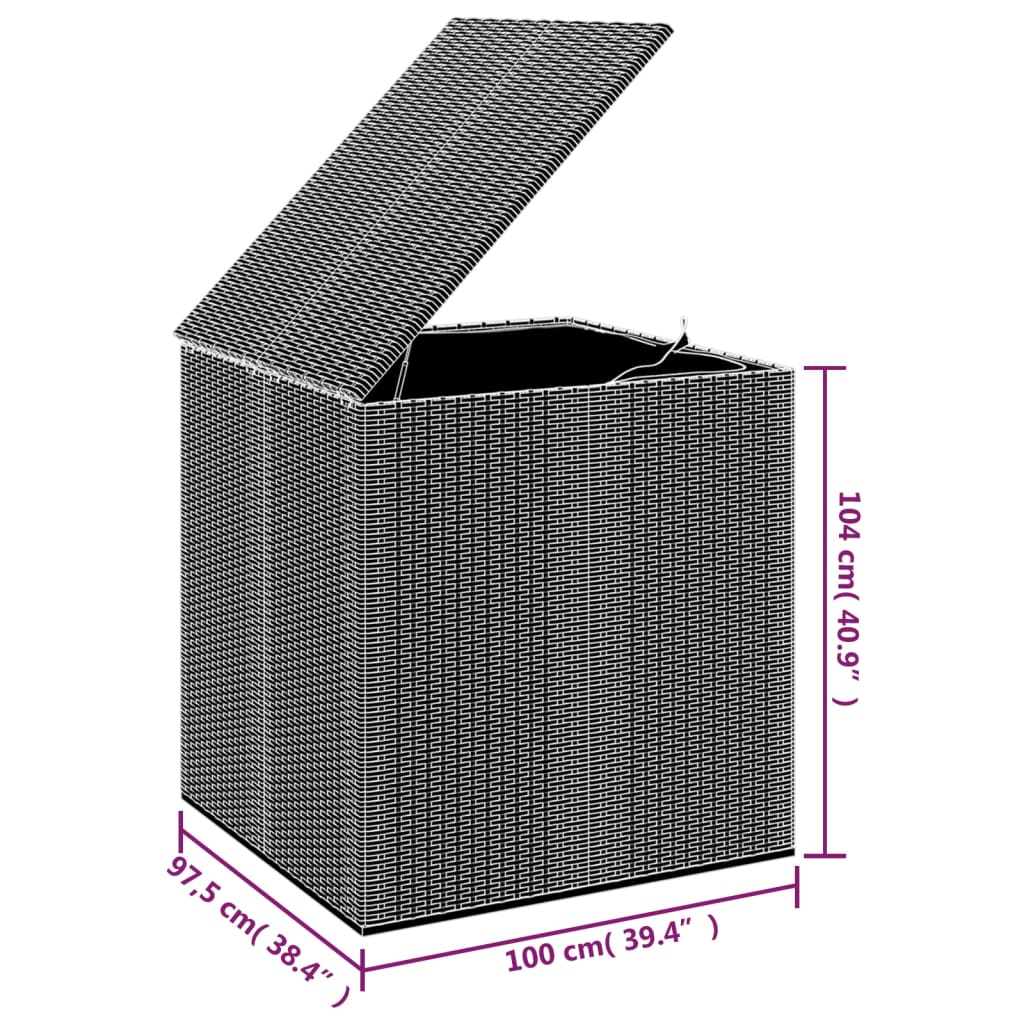 vidaXL hyndeboks 100x97,5x104 cm polyrattan grå