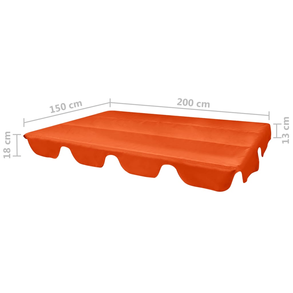 vidaXL udskiftelig baldakin til gyngesofa orange 226 x 186 cm