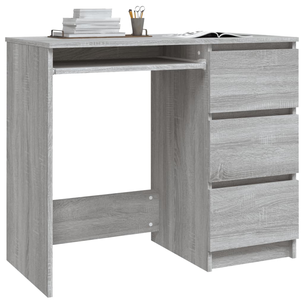 vidaXL skrivebord 90x45x76 cm konstrueret træ grå sonoma-eg