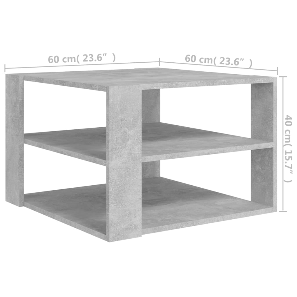 vidaXL sofabord 60x60x40 cm spånplade betongrå
