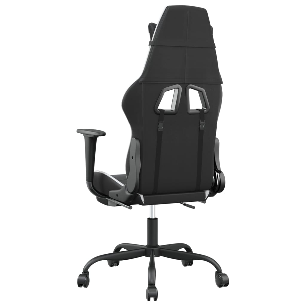 vidaXL gamingstol med fodstøtte kunstlæder sort og hvid