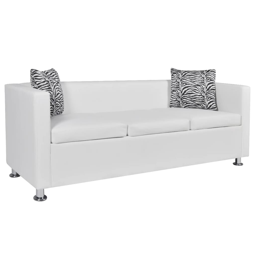 vidaXL sofasæt 3-pers. og 2-pers. sofa m. lænestol kunstlæder hvid