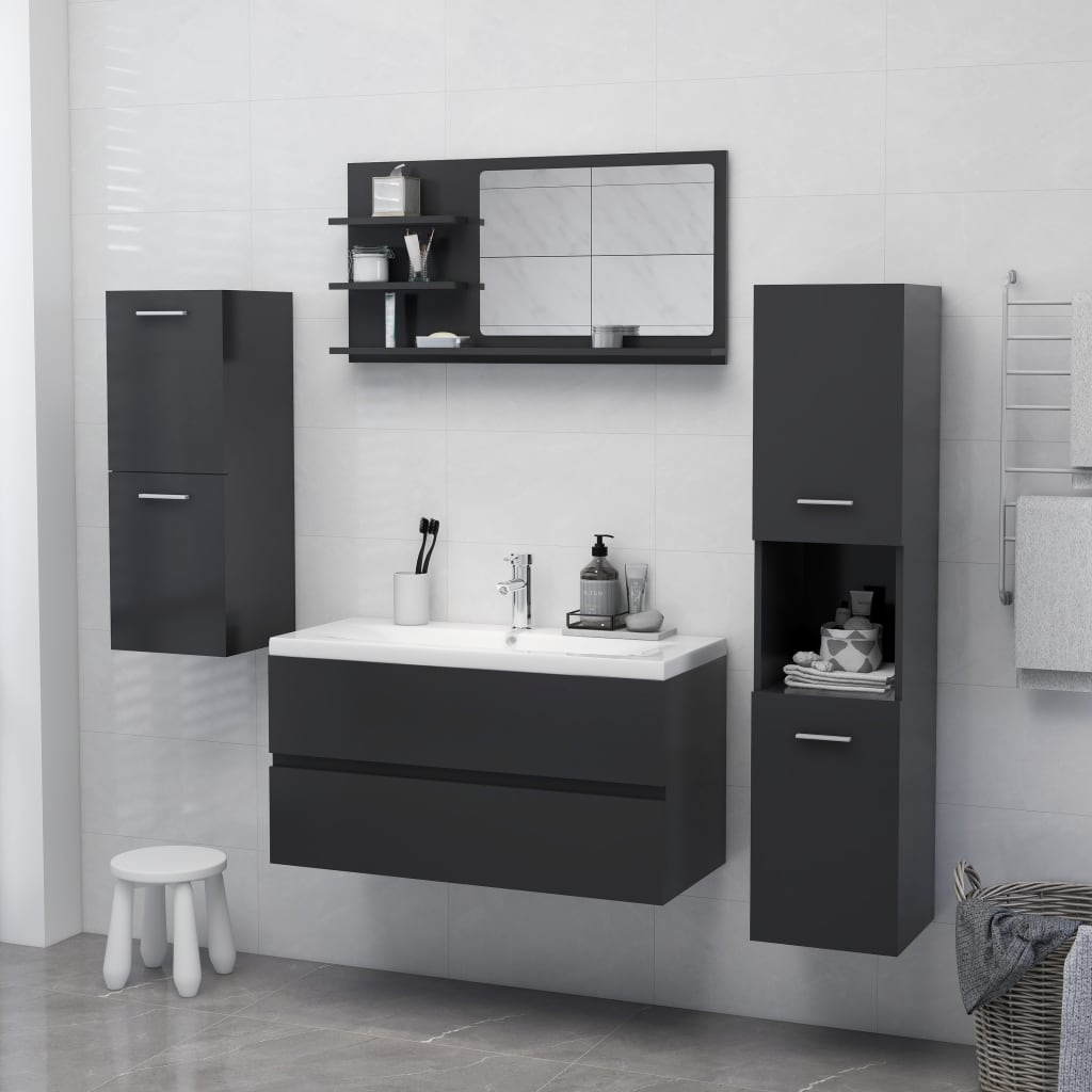 vidaXL badeværelsesspejl 90x10,5x45 cm spånplade grå