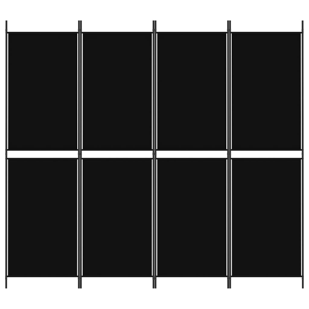 vidaXL 4-panels rumdeler 200x180 cm stof sort