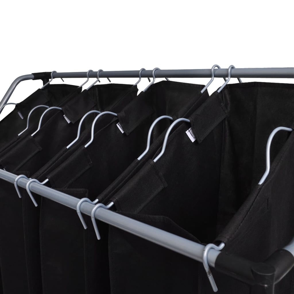 vidaXL vasketøjskurv med poser 2 stk. sort og grå