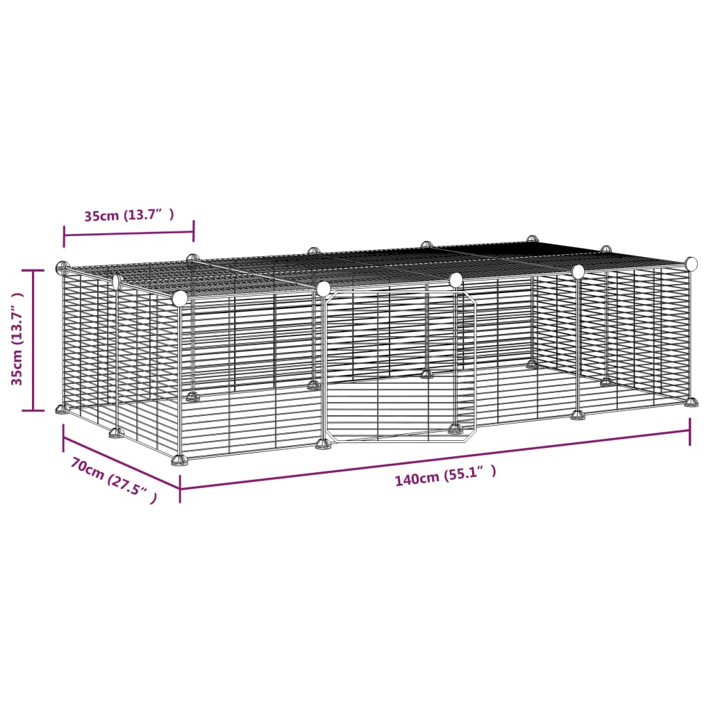 vidaXL 20-panels kæledyrsindhegning med låge 35x35 cm stål sort