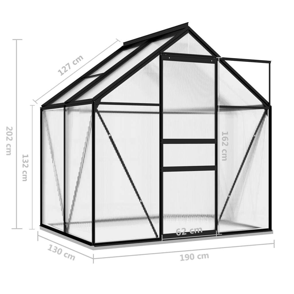 vidaXL drivhus 2,47 m² aluminium antracitgrå