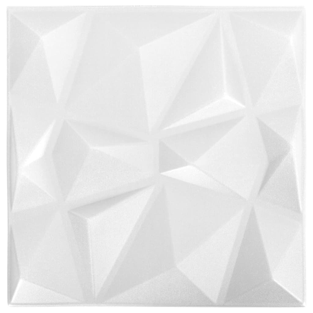 vidaXL 3D-vægpaneler 48 stk. 50x50 cm 12 m² diamanthvid