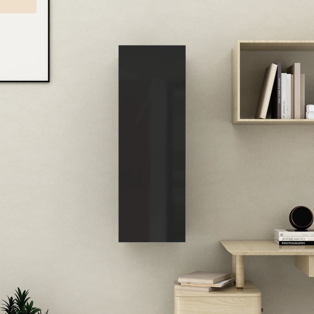 vidaXL tv-bord 30,5x30x90 cm konstrueret træ sort højglans