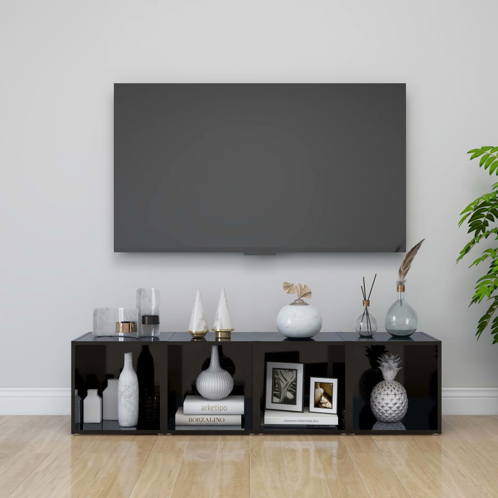 vidaXL tv-bord 37x35x37 cm konstrueret træ sort højglans