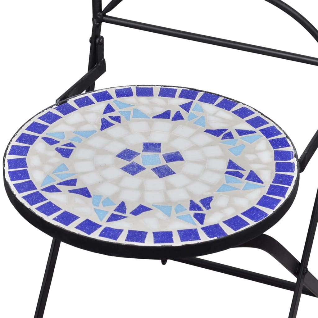 vidaXL bistrosæt 3 dele mosaikdesign keramiske fliser blå og hvid