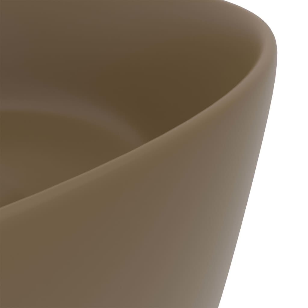 vidaXL luksuriøs håndvask 40x15 cm rund keramik mat cremefarvet