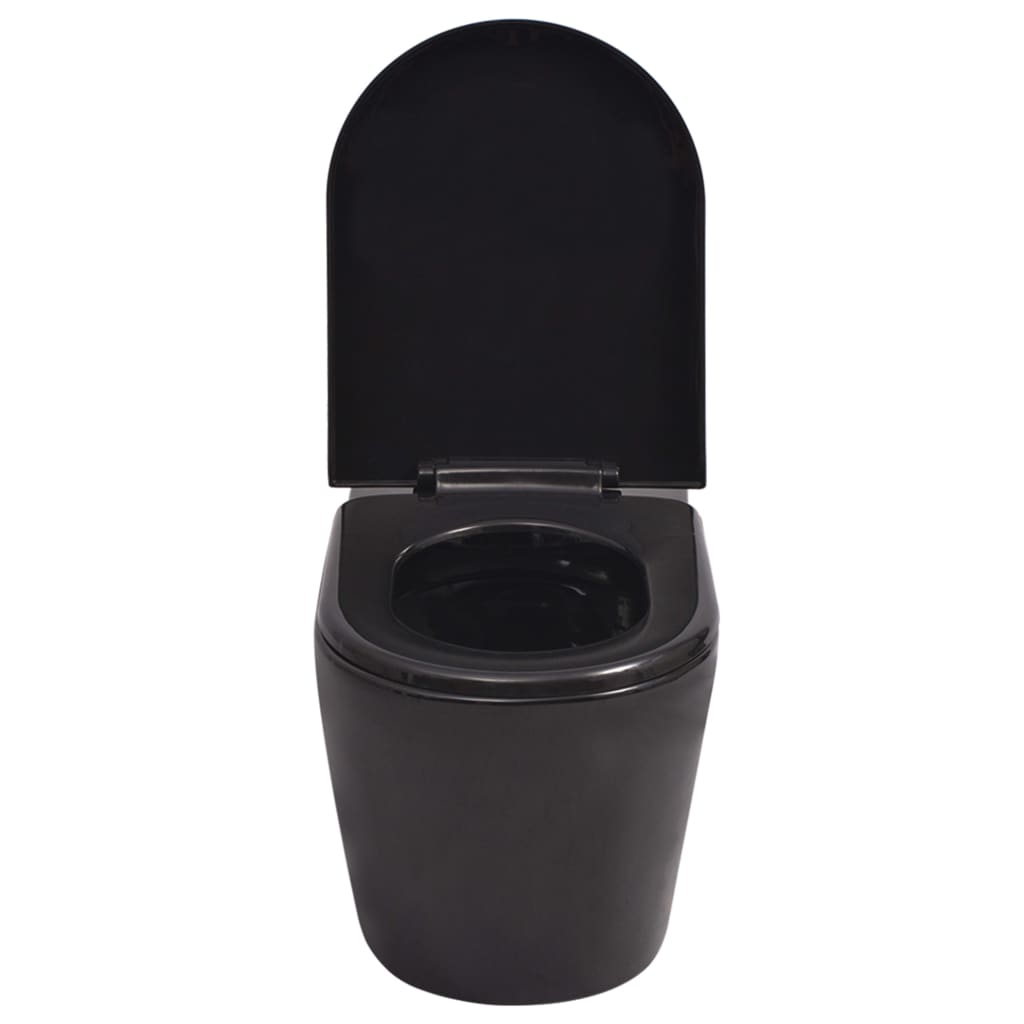 vidaXL væghængt toilet med skjult cisterne keramisk sort