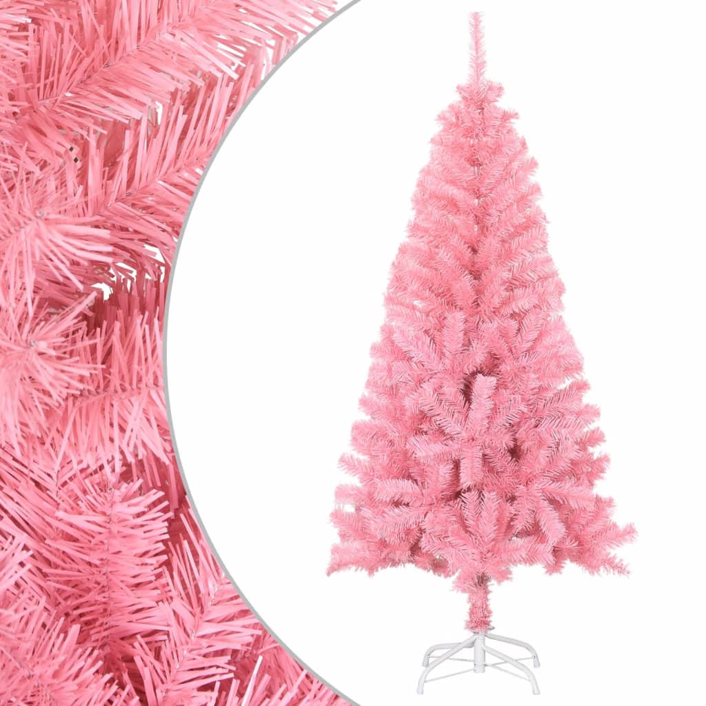 vidaXL kunstigt juletræ med fod 120 cm PVC lyserød