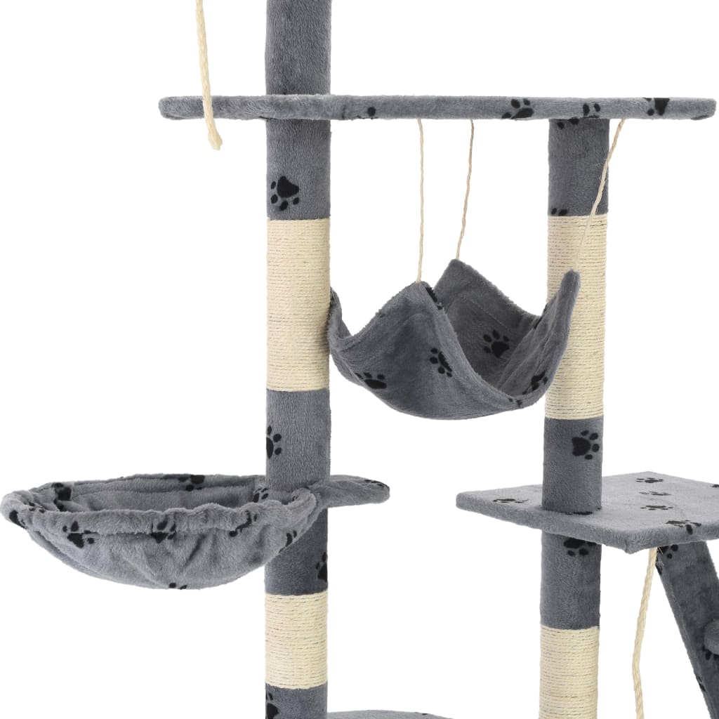 vidaXL kradsetræ til katte med sisal-kradsestolper 230-250 cm poteprint grå