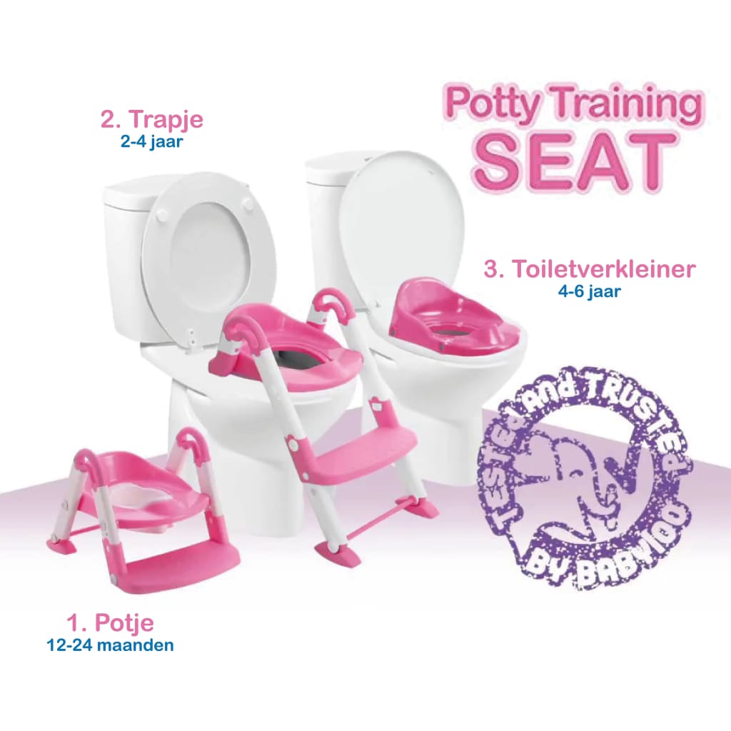BABYLOO 3-i-1 toiletsæde til pottetræning pink