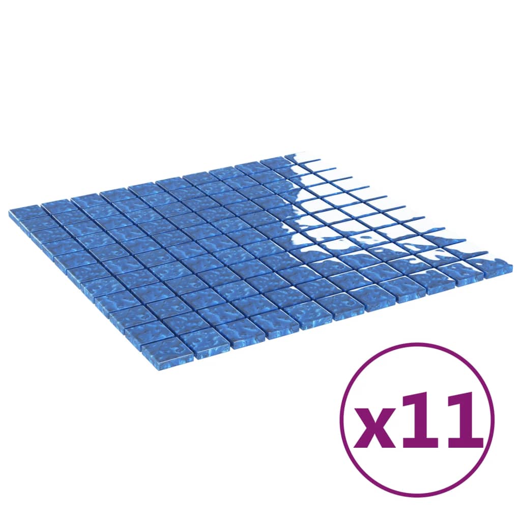 vidaXL mosaikfliser 11 stk. 30x30 cm glas blå