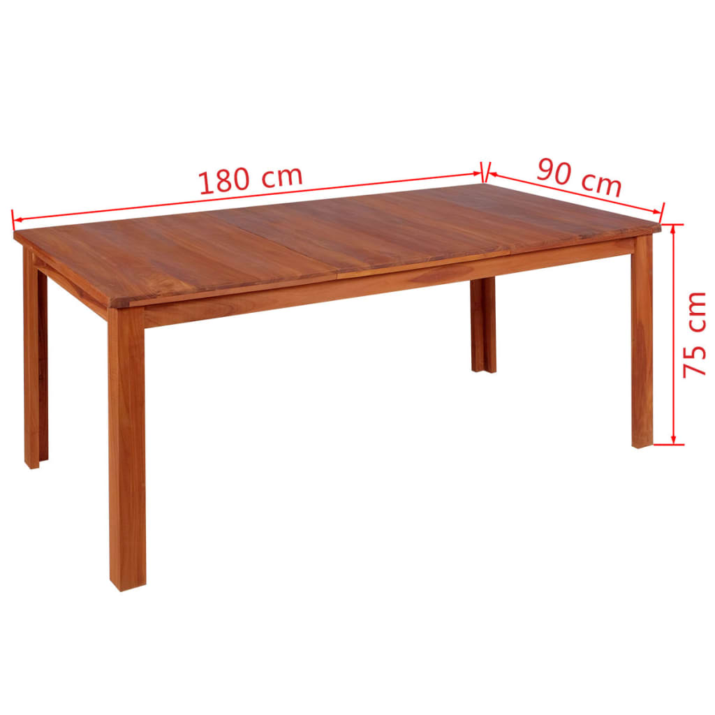 vidaXL spisebord massivt teaktræ 180 x 90 x 75 cm